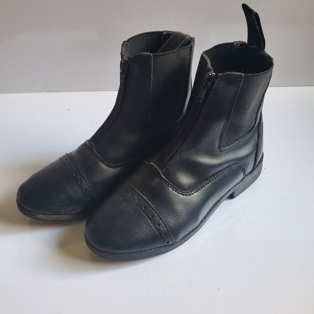 Equistar Girl's Paddock Boots Black Size 4 youth VGUC